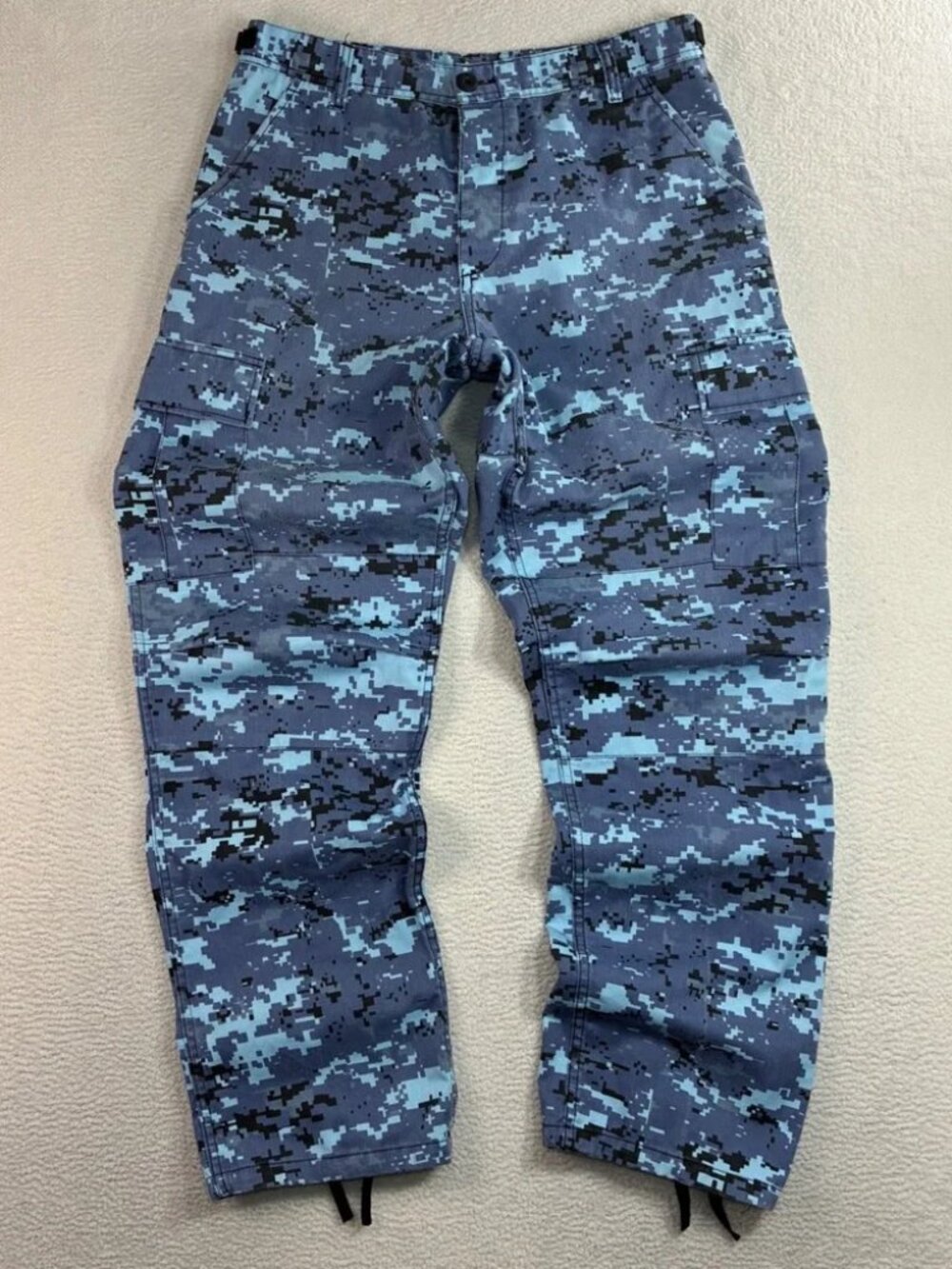 Digital Camo Cargo Pants Men Blue Military Tactical Gorpcore